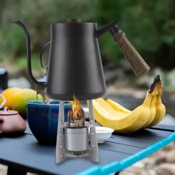 1 комплект портативной горелки для кемпинга емкостью 50 мл, прочная, для походов, пикников, приготовления пищи, ветрозащитная металлическая печь на жидком топливе Silver