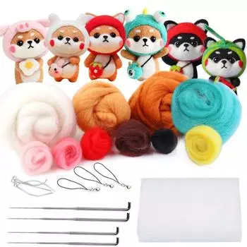 1 комплект, посылка из шерсти для валяния, материал, игрушка ручной работы, незавершенная пряжа для рукоделия «сделай сам», игла для валяния, стартовый набор A