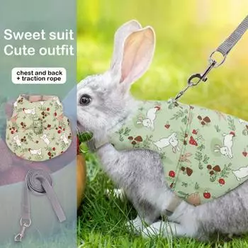 1 комплект поводка для домашних животных, милый поводок для морской свинки, регулируемая пряжка M зелёный