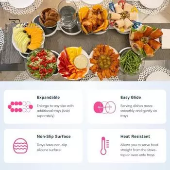 1 комплект поворотного подноса с ручным вращением на 360 градусов, обеденный стол, многофункциональный поднос для сервировки еды, портативный кухонный поезд, вращающийся поднос для хранения еды белый