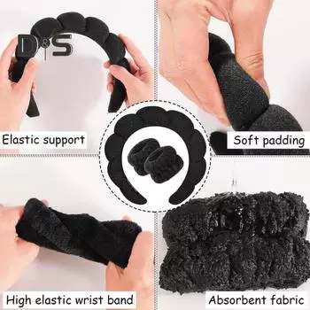 1 комплект, повязка на голову с губкой, браслет, водопоглощающий браслет для мытья лица, спа-мягкая повязка для волос, эластичный ремешок на запястье, женский аксессуар для волос, подарок на день рождения розовый