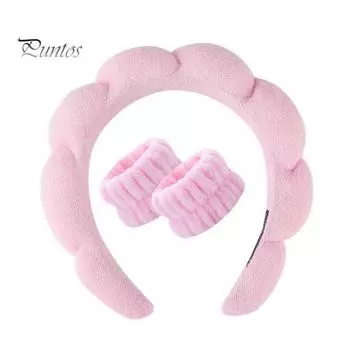 1 комплект, повязка на голову с губкой, браслет, водопоглощающий браслет для мытья лица, спа-мягкая повязка для волос, эластичный ремешок на запястье, женский аксессуар для волос, подарок на день рождения зелёный