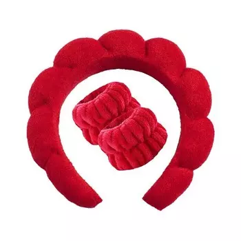 1 комплект повязок для умывания лица, повязка на голову с губкой для макияжа и ухода за кожей, пушистая повязка на голову, повязка на голову с защитой от скольжения, симпатичный подарок с защитой от скольжения розовый