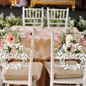 1 комплект, практичные выдолбленные свадебные таблички на спинку стула «сделай сам», жених и невеста, подвесные реквизит для фотосессии, принадлежности золотистый