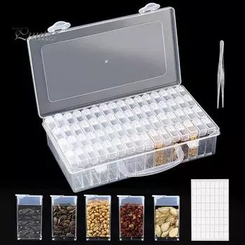 1 комплект практичный акриловый чехол для хранения с застежкой-молнией 48/64 сетки гвозди стразы независимый ящик для хранения садовый инструмент 64Grid