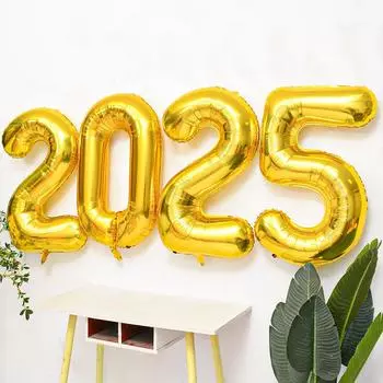 1 комплект празднование годовщины цифровой воздушный шар 2025 воздушный шар новогодний воздушный шар золотой