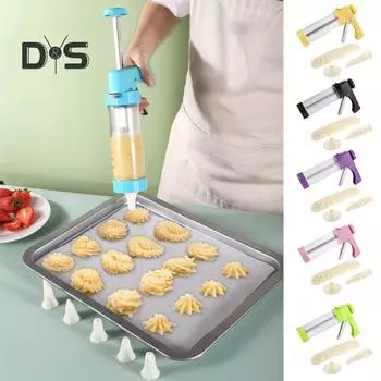 1 комплект пресса для печенья из нержавеющей стали, набор для изготовления печенья, простой в использовании креативный инструмент для выпечки с 16 пластинами и 6 насадками для кухни фиолетовый