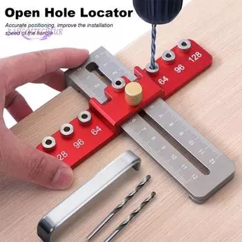 1 комплект приспособления для фурнитуры шкафа со шкалой, компактный размер, точное приспособление для ручки дверного ящика, регулируемый шаблон для сверления, направляющий инструмент красный