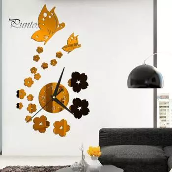 1 комплект привлекательных настенных часов с зеркальной поверхностью на батарейках, высокоточные настенные часы для декора отеля золотистый