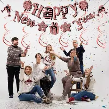 1 комплект привлекающих внимание баннеров для вечеринок, яркий цветной полезный треугольник с надписью «С Новым годом» C