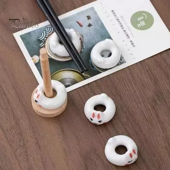 1 комплект, прочные керамические подставки для палочек с гладкими краями, палочки для еды с кроликом, посуда, подставка для декора, товары для дома белый
