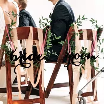 1 комплект, прочный деревянный простой монтаж, таблички на стул для невесты и жениха, стул для невесты и жениха, подвесные таблички для вечеринки, сувениры золотистый