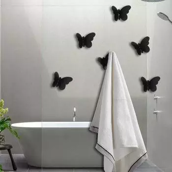 1 комплект, простой в установке крючок для хранения, прочная несущая большая вешалка в форме бабочки на дверь, задняя вешалка для одежды серебряный