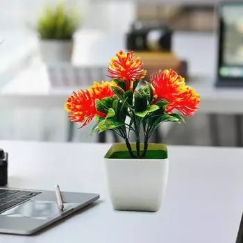 1 комплект, простые в уходе нежные красивые реалистичные ландшафтные искусственные цветы в горшках, искусственные цветочные растения