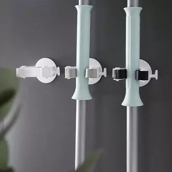 1 комплект, противоскользящая текстура, АБС-пластик, экологически чистый, компактный, настенный, пробойник, бесплатный крючок, подвесная стойка, держатель для метлы серый