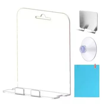 1 комплект, противотуманное зеркало с полкой, прозрачное, легко чистящееся, очищающее акриловое зеркало для бритья и макияжа, аксессуары для ванной комнаты серебряный