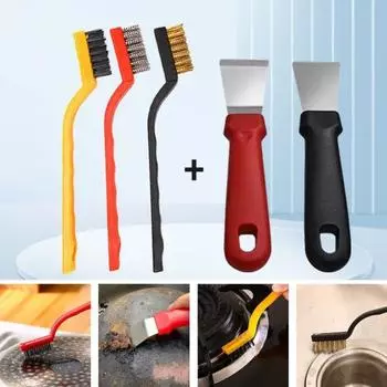 1 комплект проволочной щетки, нескользящая изогнутая ручка, удобная ручка, сильная дезактивация, сталь, латунь, нейлоновая щетина, средство для очистки краски от ржавчины, кухонный гаджет Small