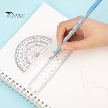 1 комплект, прозрачная линейка, простая в использовании прозрачная шкала, круглая полая конструкция с набором квадратов, транспортир, канцелярские принадлежности, обучающие инструменты 1 Set
