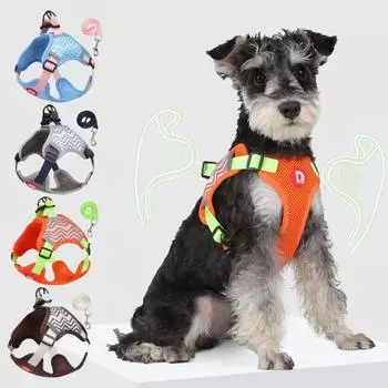 1 комплект, пряжка для шлейки для собаки, светоотражающая регулируемая лента, застежка для ходьбы, легкая сетка, дышащая шлейка для собаки, жилет