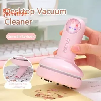 1 комплект пылесоса с клавиатурой, перезаряжаемый, компактный размер, регулируемая скорость, запуск одной кнопкой, ABS, мини-настольный пылесос, пылесборник, подметальная машина розовый