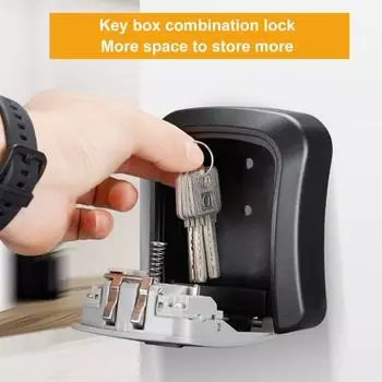 1 комплект ящика с замком для ключей, большая вместимость, высокая прочность, хорошая безопасность, небьющийся 4-значный кодовый замок с паролем, сейф для дома чёрный