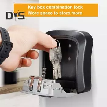 1 комплект ящика с замком для ключей, большая вместимость, высокая прочность, хорошая безопасность, небьющийся 4-значный кодовый замок с паролем, сейф для дома серый