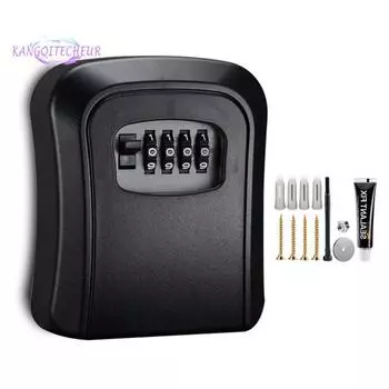 1 комплект ящика с замком для ключей, большая вместимость, высокая прочность, хорошая безопасность, небьющийся 4-значный кодовый замок с паролем, сейф для дома чёрный