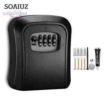 1 комплект ящика с замком для ключей, большая вместимость, высокая прочность, хорошая безопасность, небьющийся 4-значный кодовый замок с паролем, сейф для дома чёрный