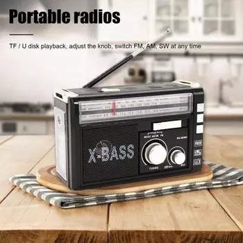 1 комплект радиоприемника с подсветкой, 5 В постоянного тока TF/U, воспроизведение дисков, Bluetooth-совместимая вилка европейского стандарта, трехдиапазонное радио AM/FM/SW для дома чёрный