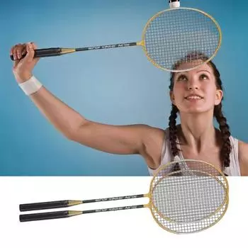 1 комплект ракетки для бадминтона, легкий сплав, набор для бадминтона с сумкой для хранения, оборудование для фитнеса для детей и взрослых чёрный