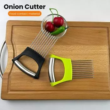 1 комплект, резак для лука, нержавеющая сталь, держатель для нарезки помидоров и картофеля, нескользящая ручка, овощерезка, ломтик для лимона, измельчитель для кухни чёрный