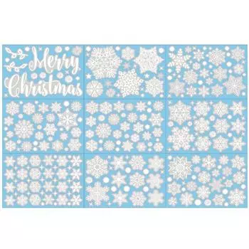 1 комплект рождественских электростатических наклеек на окна в виде снежинок для детской комнаты, рождественские украшения, наклейки на новогодние обои 01