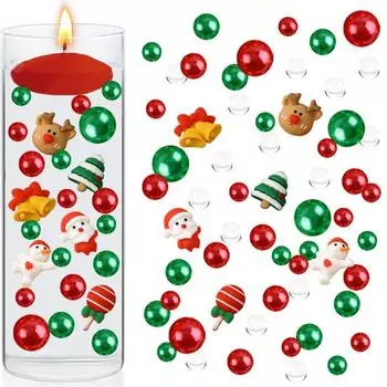 1 комплект рождественских бусин, наполнитель для вазы Санта, цветной прозрачный снеговик, чулок Клауса, начинка для плавающей свечи D