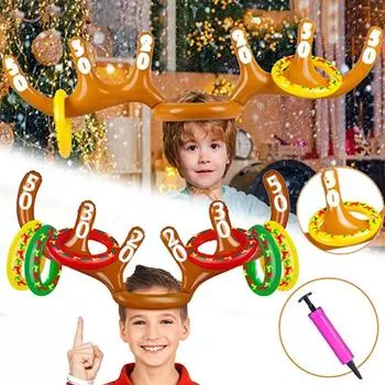 1 комплект рождественских игр, надувных забавных рогов оленя, колец для шляпы, рождественский подарок детям, новогодние рождественские надувные игрушки для улицы style 1