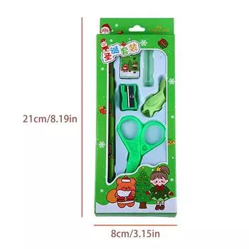 1 комплект рождественских канцелярских принадлежностей для детей, мультяшные карандаши, ластик, линейка, блокноты, набор ножей и карандашей, школьные принадлежности, подарок на день рождения