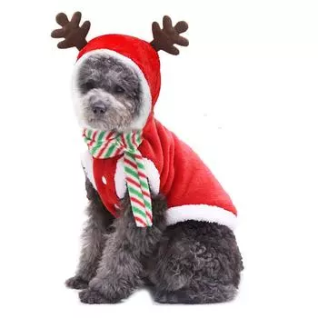 1 комплект рождественских нарядов для кошек и собак, одежда для лося, зимняя теплая одежда, тканевая кукла, шнауцер, флан W0F9 S-1pcs