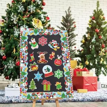 1 комплект рождественских настенных наклеек, веселая рождественская доска объявлений, вырезанные своими руками снежинки, олени, рождественские наклейки для домашнего декора, вечеринки, класса Sets