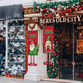 1 комплект рождественских подвесных флагов, простая установка, привлекательный подвесной баннер для праздничных украшений дома C