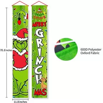 1 комплект рождественских украшений Гринча, Гринч, вывеска на крыльце, дверной баннер, веселый Гринчмас
