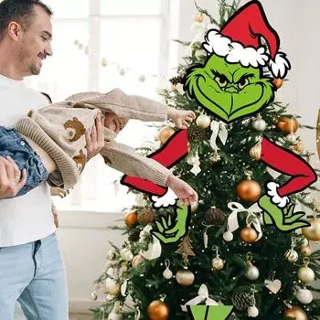 1 комплект рождественских украшений в виде зеленых волос с изображением эльфа, разделенное лицо, рука, нога, многоразовая бумага для дома A