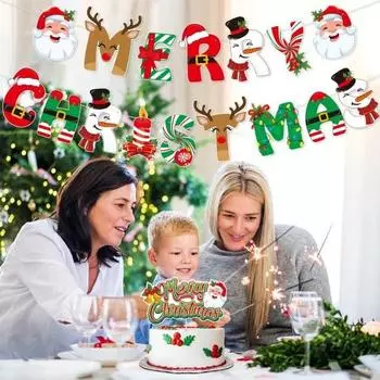 1 комплект, рождественский баннер, флаг, тонкая работа, рождественский топпер для торта для праздничного украшения B