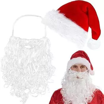 1 комплект рождественский карнавальный костюм шапка и борода Санта Клаус индивидуальный косплей Hat + Full Beard