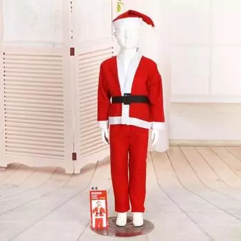1 комплект, Рождественский костюм Санта-Клауса, детский цилиндр, брюки, комплект с поясом для рождественского праздничного декора S