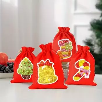 1 комплект, рождественский подарок, алмазная картина, счастливая сумка, рождественский лен, сделай сам, точечный бриллиант, 5D подарочный пакет, сумка для конфет, изделия ручной работы, один бриллиант, сделанный своими руками A