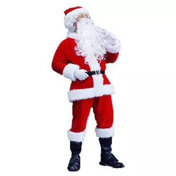 1 комплект рождественского костюма включает в себя верх, штаны, шапку, пояс и бороду Санта-Клауса для косплея и драматического представления