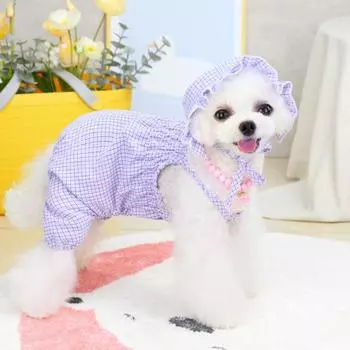 1 комплект рубашки для домашних животных с мягкой текстурой, универсальное легкое маленькое клетчатое пальто для щенка M фиолетовый