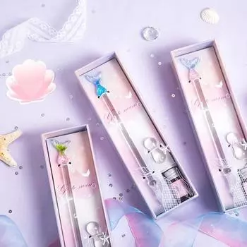 1 комплект ручки для подписи, прекрасный четкий почерк, красивый набор ручек с кристаллами для украшения синий/розовый