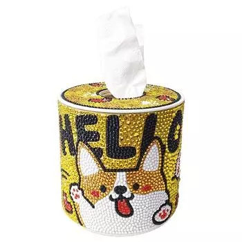 1 комплект, рулон бумаги с круглыми бриллиантами для украшения, ящик для бумаги с бриллиантами 5D, цилиндрическая алмазная картина, сиба-ину, кошка, бабочка Pack of 1