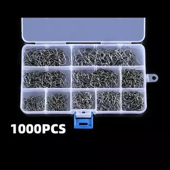 1 комплект рыболовных крючков из высокоуглеродистой стали, острые, прочные, с зазубринами, рыболовные крючки для скальной рыбалки, аксессуары для снастей с бо 300pcs