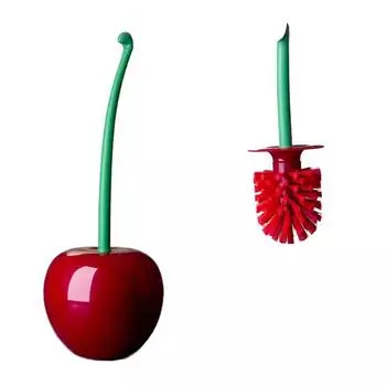 1 комплект с кронштейном Улучшенная гигиена Туалетная щетка Сделай сам Прочная щетина Современное украшение для ванной комнаты АБС Форма вишни Легко чистить